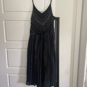 Michael Stars midi length sundress, w embroidered purple, yellow, white threads